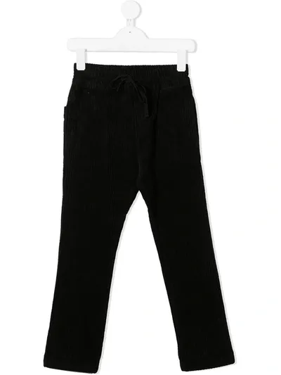 Paolo Pecora Kids' Corduroy Straight Leg Trousers In Black