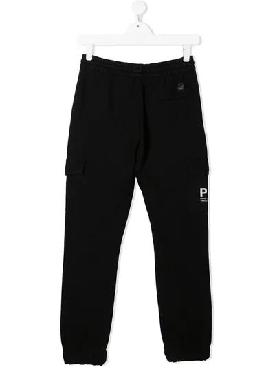 Paolo Pecora Kids' Cotton-blend Logo Track Pants In Black