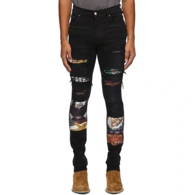 Amiri Patch Detail Skinny-fit Jeans In Antique Blk