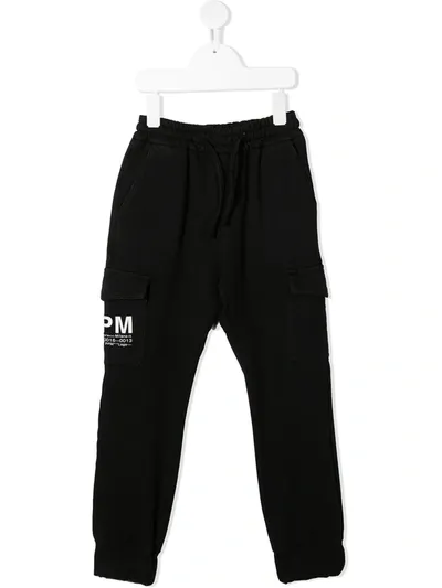 Paolo Pecora Kids' Logo Cargo Trousers In Black