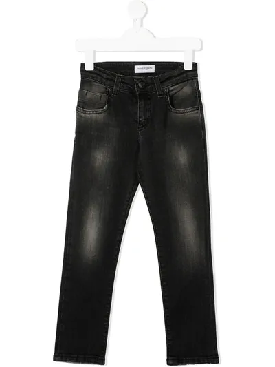 Paolo Pecora Kids' Slim Faded Jeans In Black