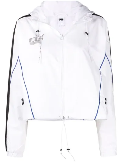 Puma Queen Pullover Windbreaker In White And Silver