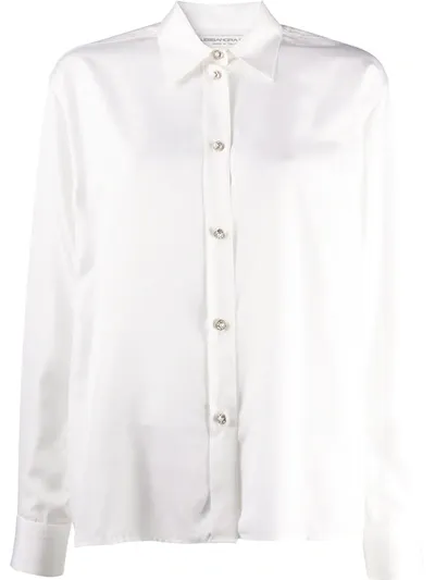 Alessandra Rich Silk Blouse With Crystal Buttons In White