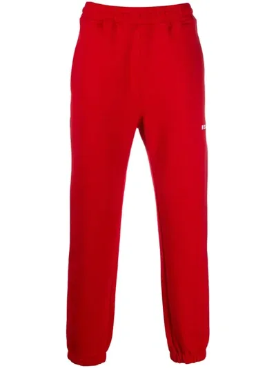 Msgm Logo-embroidered Track Pants In Red