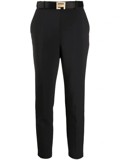 Elisabetta Franchi High-rise Cropped Skinny Trousers In 110 Nero