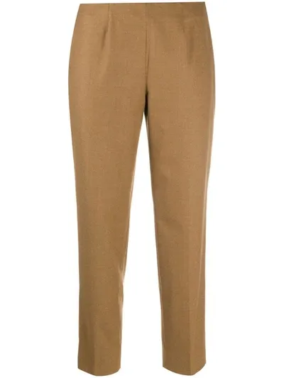 Piazza Sempione Cropped Virgin Wool Blend Trousers In Neutrals