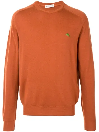 Etro Logo Patch Pullover In Orange Color