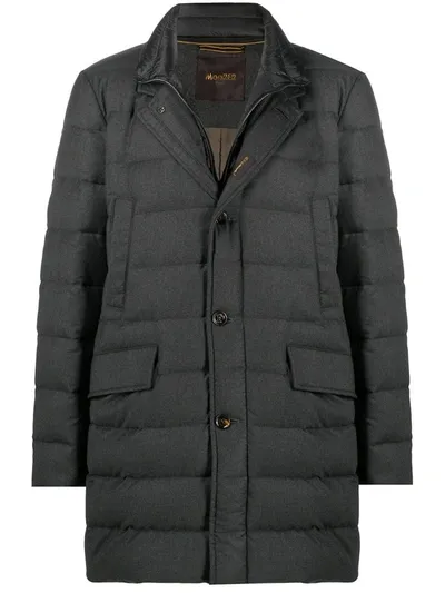 Moorer Galileo Single Breasted Quilted Coat In Grey