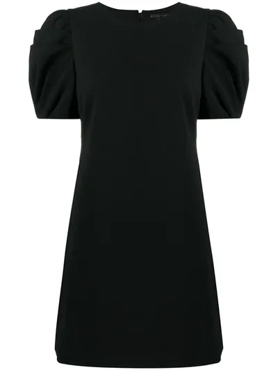 Alice And Olivia Puff Sleeve Mini Dress In Black