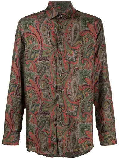 Etro Floral Paisley Print Silk Shirt In Multi (green)