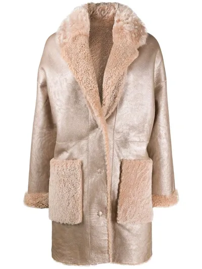 Sword 6.6.44 Fluff Metallic Reversible Coat In Neutrals