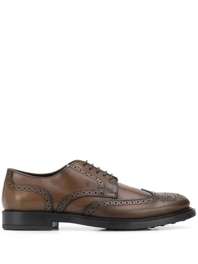 Tod's Lace-up Leather Wing Tips In Brown