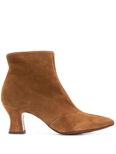 Chie Mihara Vuka High Heels Ankle Boots In Leather Color Suede In Brown