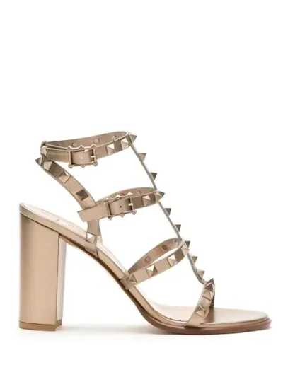 Valentino Garavani Rockstud Caged-style Sandals In Gold