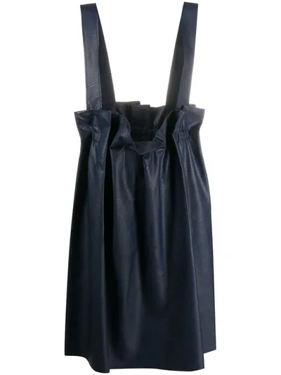 Stefano Mortari Faux Leather Pinafore Skirt In Blue