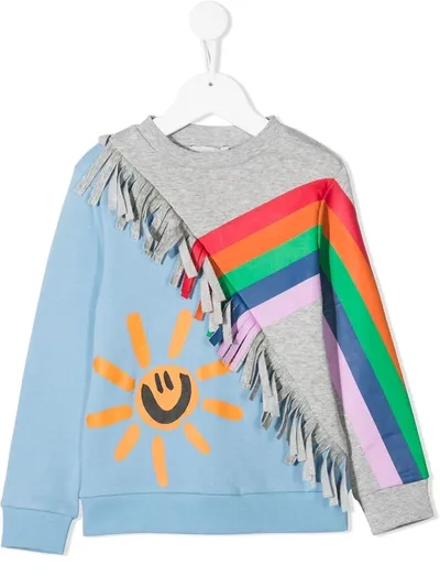 Stella Mccartney Kids' Sunshine 'n Rainbows Print Sweatshirt In Blue