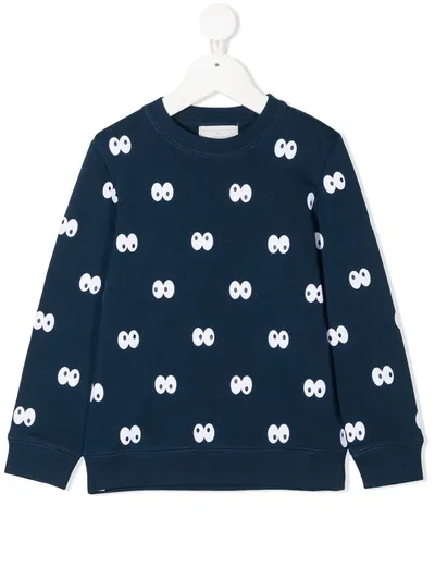 Stella Mccartney Kids' Blue Scoop Neck Sweatshirt With Eyes Print