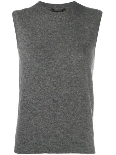 Agnona Round Neck Knit Tank Top In Grey