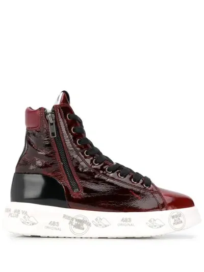 Premiata Edith High Top Sneakers In Red