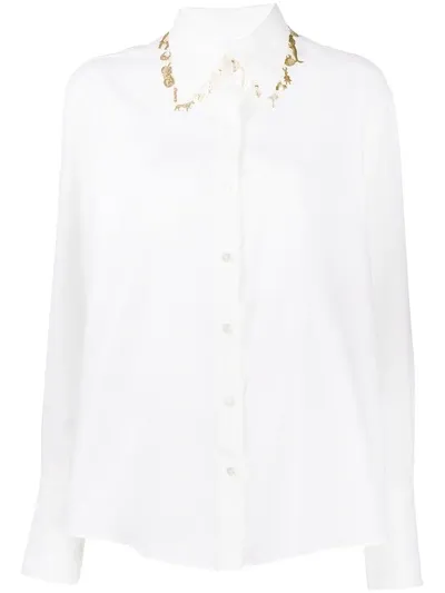 Patou Charm-embellished Cotton Shirt In Neutrals