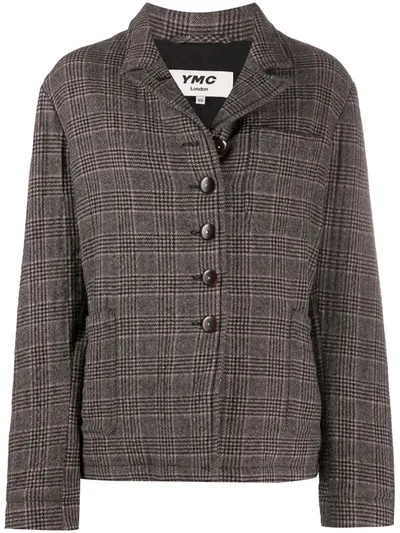 Ymc You Must Create Box-cut Check Blazer In Brown