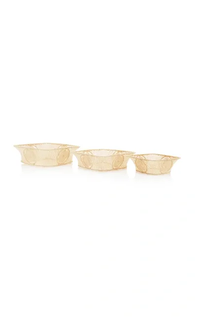 Moda Domus Set-of-3 Nesting Raffia Bowls In Neutral