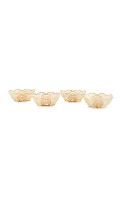 Moda Domus Set-of-4 Small Oval Raffia Bowls In Neutral