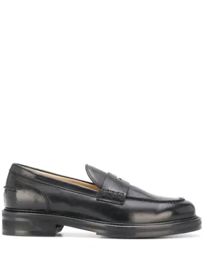 Doucal's Block Heel Penny Loafers In Black