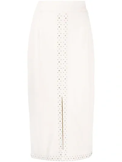 Twinset Embellished Midi Skirt In White