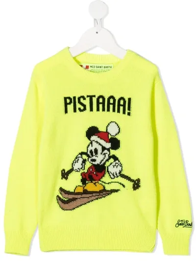 Mc2 Saint Barth Teen Douglas Mickey Pista-pattern Jumper In Giallo