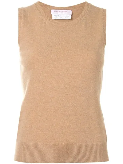 Carolina Herrera Sleeveless Knitted Vest In Brown