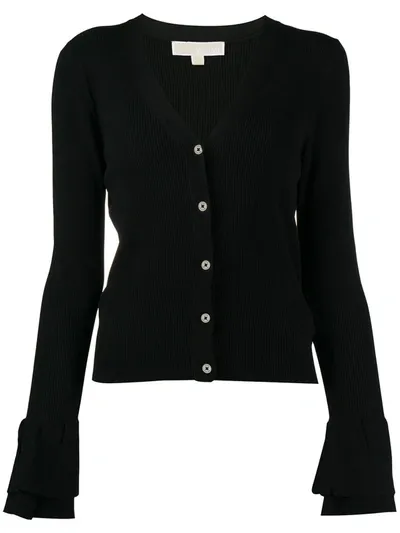 Michael Michael Kors Bell Sleeves Cardigan In Black