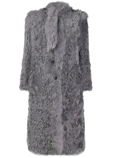 Red Valentino Tie-neck Mid-length Coat In Grey