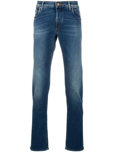 Hand Picked Straight Leg Light-wash Jeans In Blue