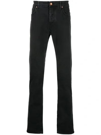 Hand Picked Slim-fit Five Pocket Jeans In Black