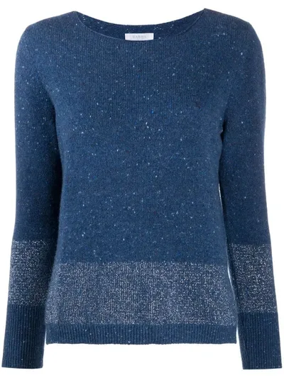 Barba Round Neck Fleck Sweater In Blue