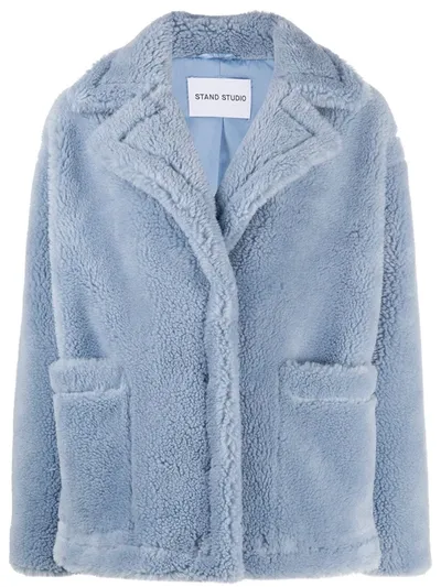 Stand Studio Marina Faux Shearling Jacket In Blue