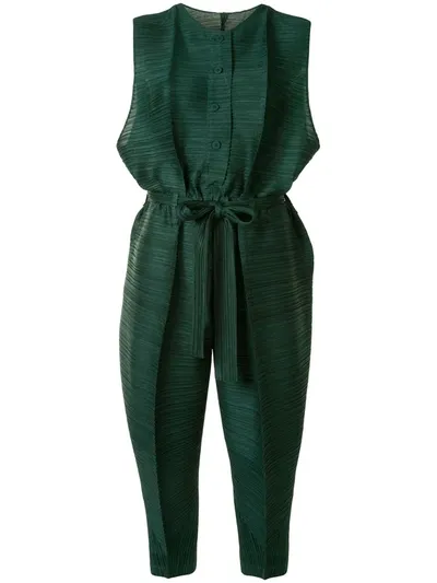 Issey Miyake Thicker Bounce Technical-pleated Jumpsuit In Green