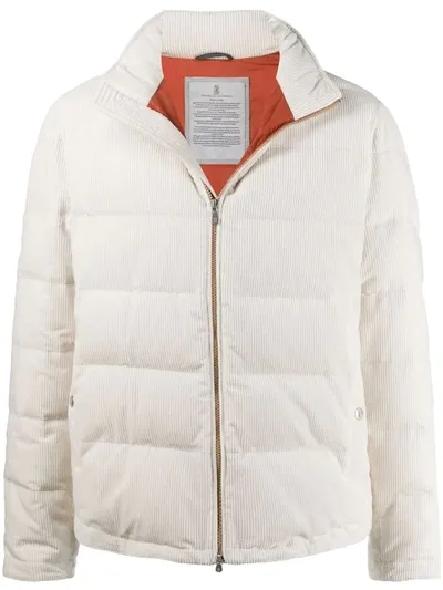 Brunello Cucinelli Classic Padded Jacket In Neutrals