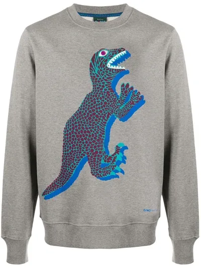 Paul Smith Dinosaur Print Sweatshirt In Grey