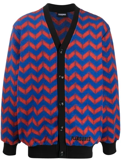 Pleasures Black Jack Cardigan In Blue