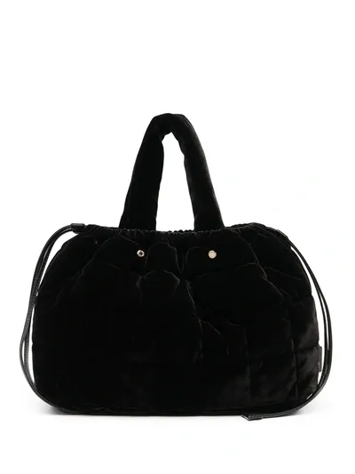 Aspesi Padded Velvet Tote In Black