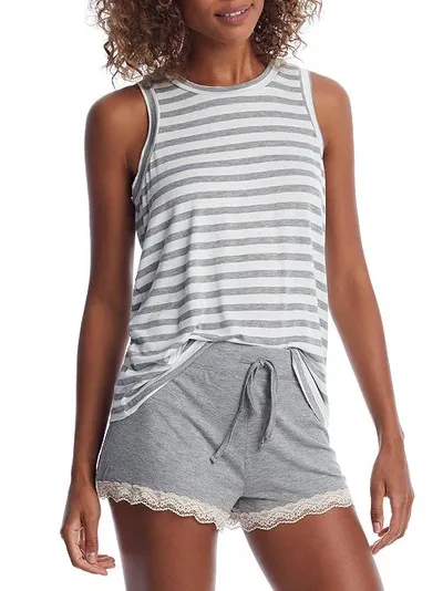 Honeydew Intimates Striped All American Knit Shorts Set In Ivory Stripe