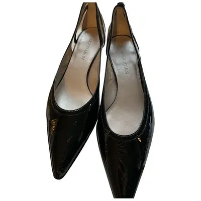 Pre-owned Giorgio Armani Patent Leather Ballet Flats In Black