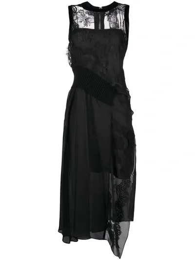 Sacai Lace Panel Evening Dress In Black