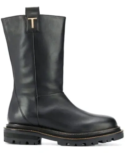 Twinset Chunky Sole Calf-length Boots In Black