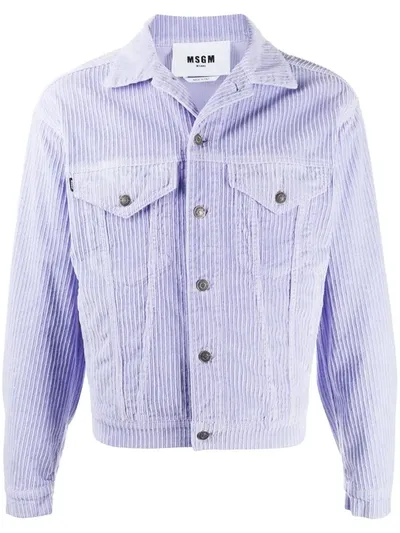 Msgm Corduroy Cropped Jacket In Purple