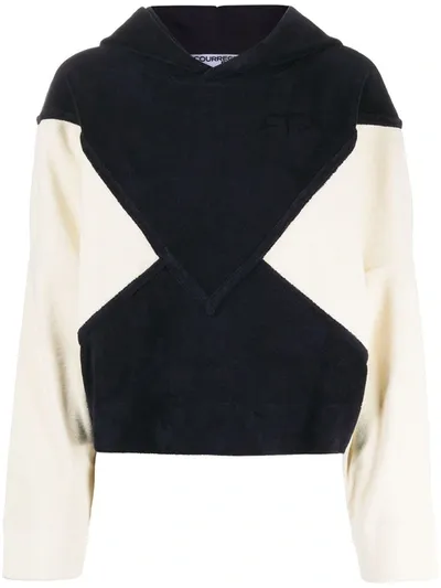 Courrèges Contrasting Panel Hoodie In Neutrals