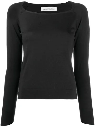 Lamberto Losani Boat Neck Top In Black