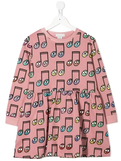 Stella Mccartney Musical Notes Print Sweatshirt-dress In Pink